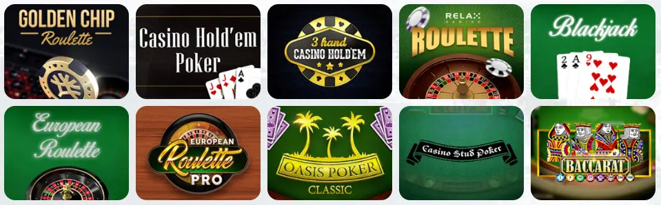 Jeux de table au CASINO INFINITY